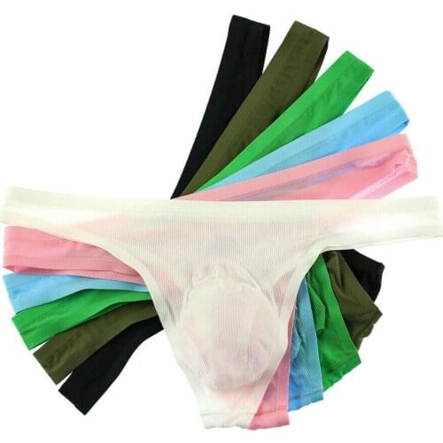 6PCS/Lot Sexy Mens G-String Thong Seamless Mini Underwear Penis Pouch Lingerie Low Rise Smooth Underpants Male Gay Homme Panties