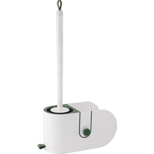 No Hole Wall Mounted Toilet Brush No Dead Angle Household Toilet Cleaning Brush Silicone Suit Shelf Toilet