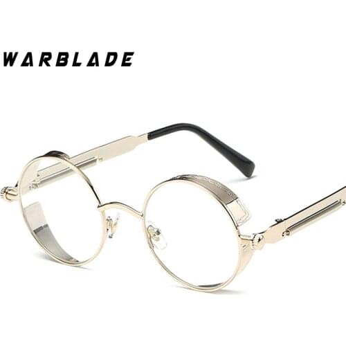 Steampunk Goggles Round Eyeglasses Clear Lens Gold Glasses Frames Men Unique Vintage Circle Glasses Frame Male Eyewear Oculos