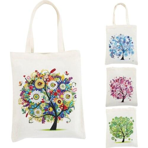 Diamond Painting Handbag DIY Eco-Friendly Shopping Storage Bags Diamond Art Foldable Canvas Bag Cross Stitch Embroidery Kit