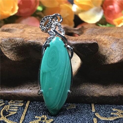Top Natural Green Malachite Necklace Pendant Jewelry For Woman Man Silver Chrysocolla Crystal 41x14x6mm Beads Gemstone AAAAA