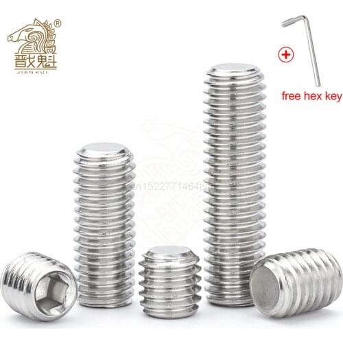 Hexagon Hex Socket Set Screw Flat Point Allen Head M2 M2.5 M3 M4 M5 M6 M8 M10 M12 Grub Screw Stainless Steel Headless Set Screw