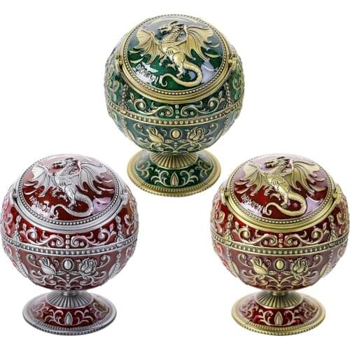 Windproof Ashtray With Lids Metal Vintage Cigarettes Ashtray For Indoor Use Unique Ashtray For Home Office Tabletop Decor