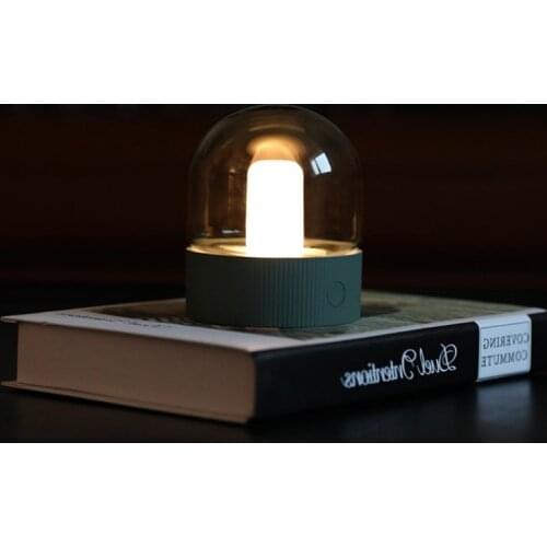 Vintage Glass Night Light USB Charging Retro Nostalgic Desktop Bulb Atmosphere Breathing Dimmable Nightstand Lamp Bedroom Decor
