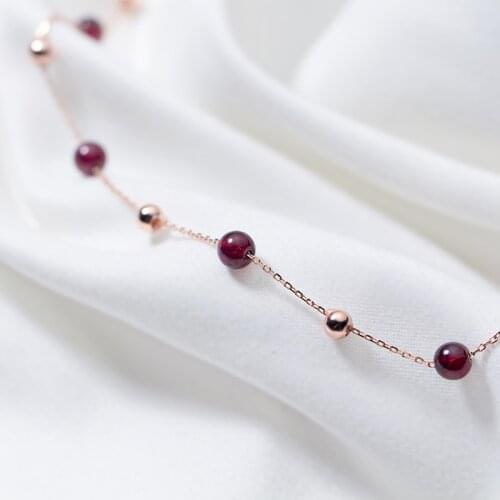 Solid 925 Sterling Silver Choker Necklaces for Women Teen Girls Garnet Red Stone Dainty Elegant Party Jewelry 2021 Dropshipping