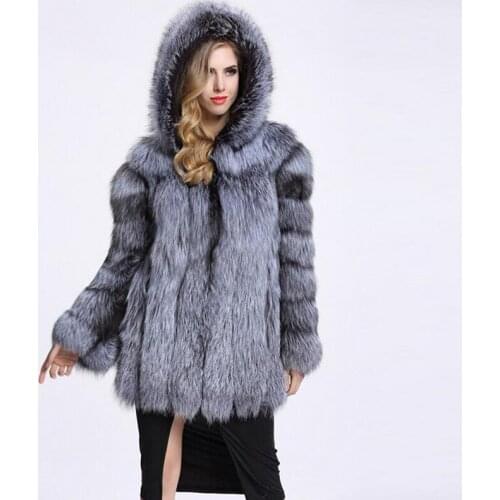 2020 Winter Thicker Faux Fur One Piece Imitation Fur Coat Mink Coat Fox Fur Splicing Hood Long Sleeve Fur Coat for Women