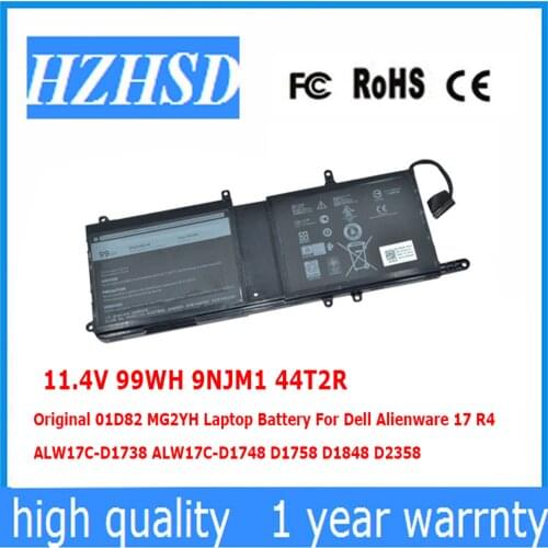 11.4V 99WH 9NJM1 44T2R Original 01D82 MG2YH Laptop Battery For Dell Alienware 17 R4 ALW17C-D1738 ALW17C-D1748 D1758 D1848 D2358