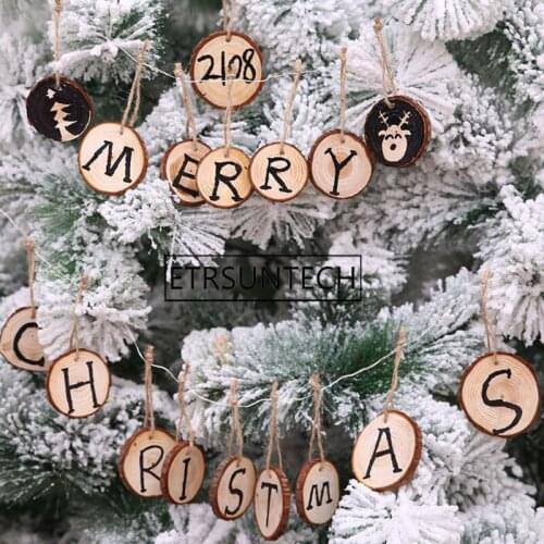 120sets Wooden Round Slices + Nature Jute Twine Diy Xmas Tree Decorations Art Craft Hanging Ornaments Festive Party Supplies