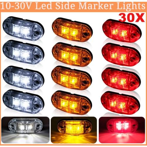 30/20/10/4PCS 2 LED Universal Led Side Marker Lights for Trailer Trucks Caravan Side Clearance Marker Light Lamp 10-30V