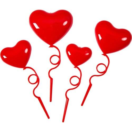 4PCS Romantic Cake Toppers Beautiful Girl Back Shadow Cake Toppers Balloons Cake Toppers Heart-shaped Cake Picks for Party
