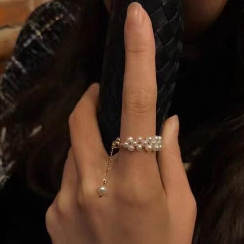 925 Silver Retro Freshwater Pearl Ring Double Layer Ring S Shape 9mm Luxury Engagement Handmade Jewelry for Women Gift New