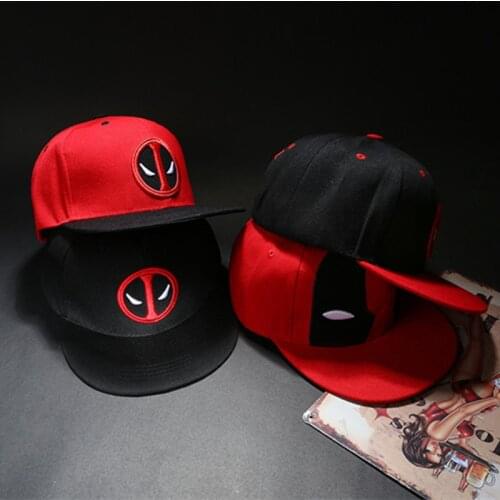 New Anime Deadpool Embroidery Hip Hop Snapback Hat Cotton Casual Flat Baseball Cap For Men Women Gorras Casual Bone Outside Caps