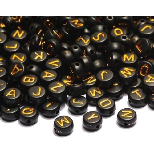 Black Mix Acrylic Letter Beads 4x7mm Round Alphabet Spacer Loose Beads For Jewelry Making Diy Necklace Bracelet Accessories