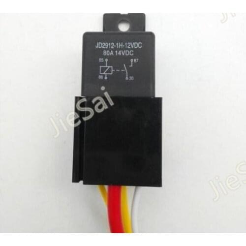 Black 4 pin 80A 12V relay and relay socket with wire for motorcycle accessories and auto spare parts