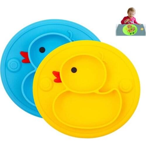 Children Silicone Divided Toddler Plate Portable Non Slip Suction Plates for Children Babies and Kids BPA Free Baby Dinner Plate