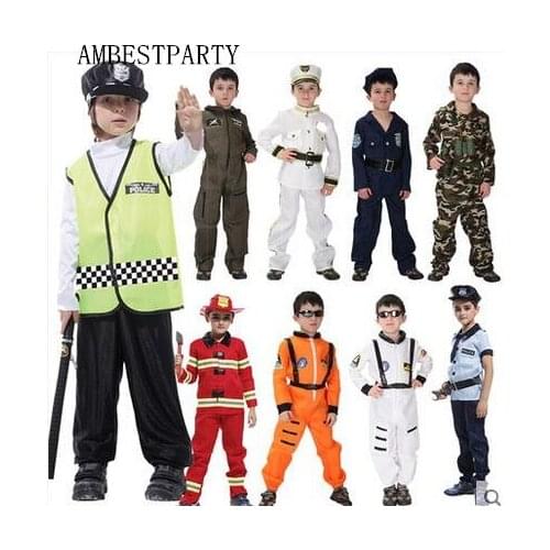 2017 Halloween Costumes Children Circus Clown Costume Naughty Harlequin Fancy Cosplay Clothing Kids Police uniforms AMBESTPARTY