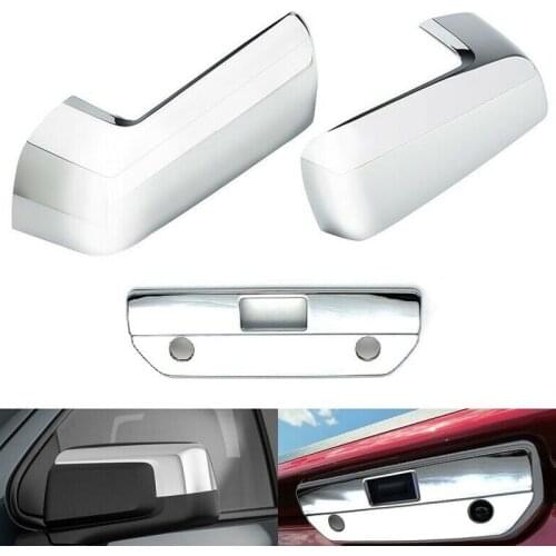 For 2019-2021 Chevy Silverado 1500 Chrome Top Mirror Covers + Tailgate Handle
