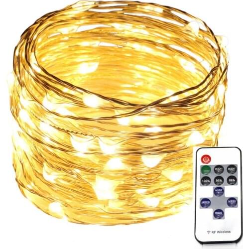 Flexible Silver Copper Wire Lights String for Indoor Outdoor Patio Party Wedding Decoration with Remote Control and Power Adapte