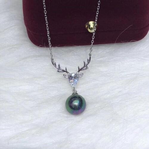 Deer Head 925 Sterling Silver Necklace Set Findings Jewelry Base Settings Mountings Parts for Akoya Edison Pearls, Coral, Jade