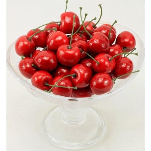 10pcs Artificial Plastic Cherry Fruit Fake Display For Kitchen Home Foods Decor Fake Ornament Supplies