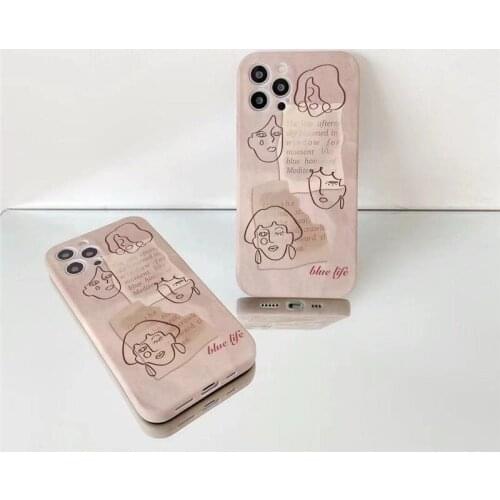 Art line human face Funny Graffiti Soft Silicone Phone Case For iPhone 12 Mini 7 8 X XS XR MAX 11 Pro Plus SE2 Back Cover Coque