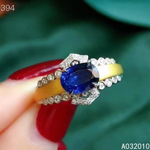 KJJEAXCMY fine jewelry 925 sterling silver inlaid natural sapphire classic new Womans adjustable ring Support test hot selling
