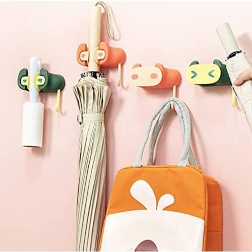 Cartoon Sticky Mop Hook Bathroom Sticker Wall Mounted Broom Hanger Without Punching For Household Goods Storage Accessories