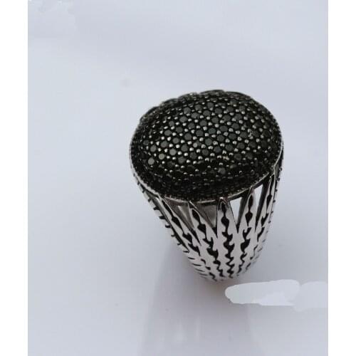 Real 925 Sterling Silver zircon Stone Curved men mens Vintage ring rings Turkey Jewelry wedding gift A4496