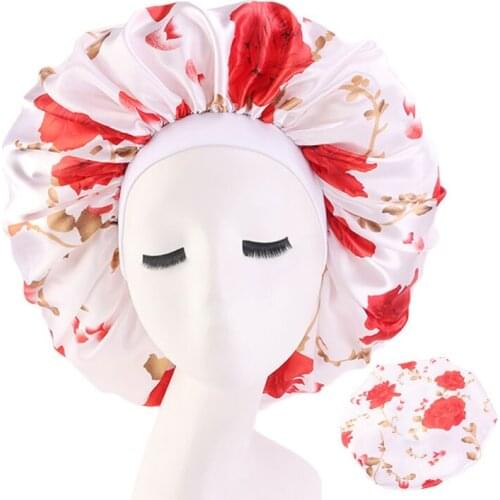 Extra Large Comfortable Women Fashion Wide Band Satin Bonnet Hair Cap Night Sleep Hat Ladies Turban