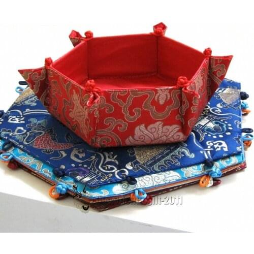 Wholesale 7pcs Fahion Chinese Handmade Vintage Folding Silk Boxes /Candy Basket