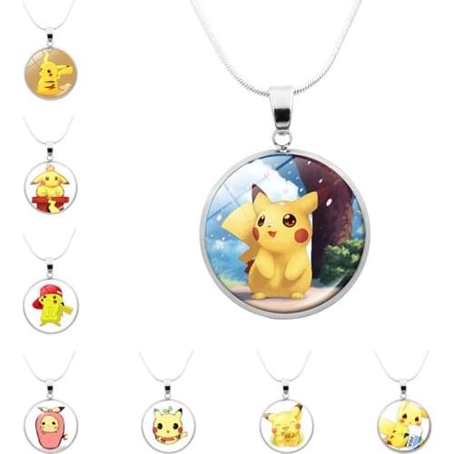 Takara Tomy Pokemon Cartoon Couple Necklace Anime Peripheral Pikachu New Hip Hop Pendant Toy Birthday Gift for Friends