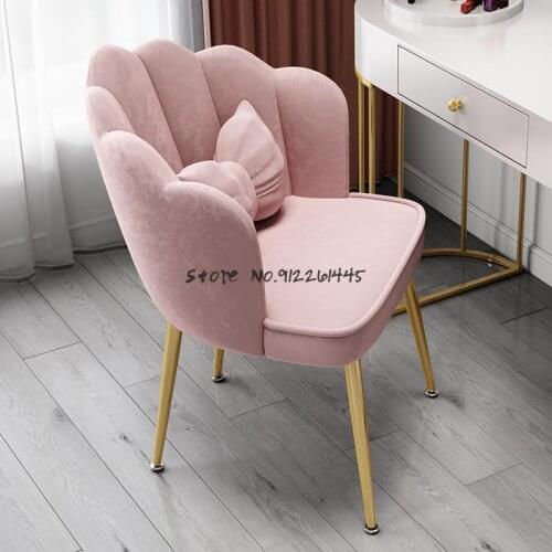 Light luxury back chair soft bag dining chair wrought iron leisure modern stool dressing table chair net red desk chair makeup c
