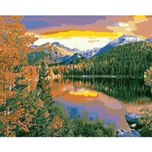 ROYALDREAM Sunset Jungle Abstract Painting Diy Digital Painting By Numbers Modern Wall Art Picture For Home Wall Artwork