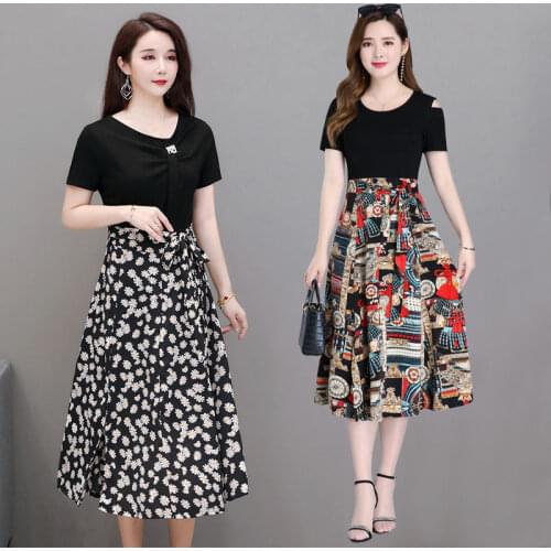 Chiffon Dresses Floral Print Summer New Dress Plus Size Fashion A-Line Femininity Middle-Age Vestido Slim Tight Waist Long Dress