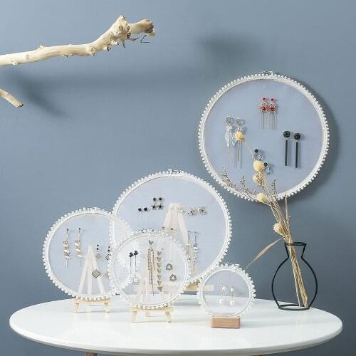 Nordic Bamboo Embroidery Stretch Yarn Jewelry Display Rack Wedding Earring Frame Home Wall Hanging Decoration Storage Craft Gift
