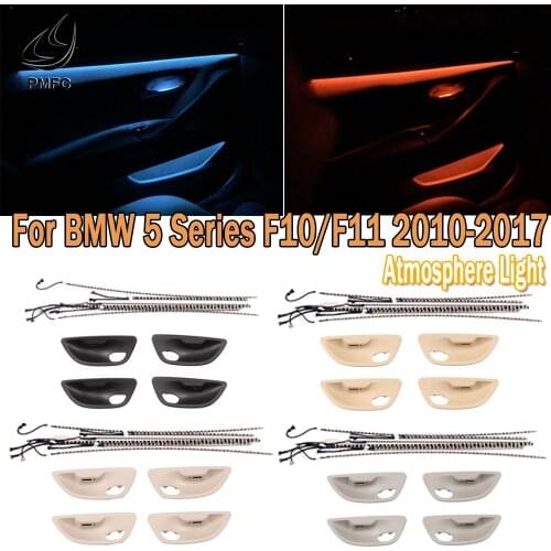 PMFC LED Ambient Door Light Stripes Interior Decorative Atmosphere Light 2 Colors Blue Orange For BMW 5 Series F10/F11 2010-2017