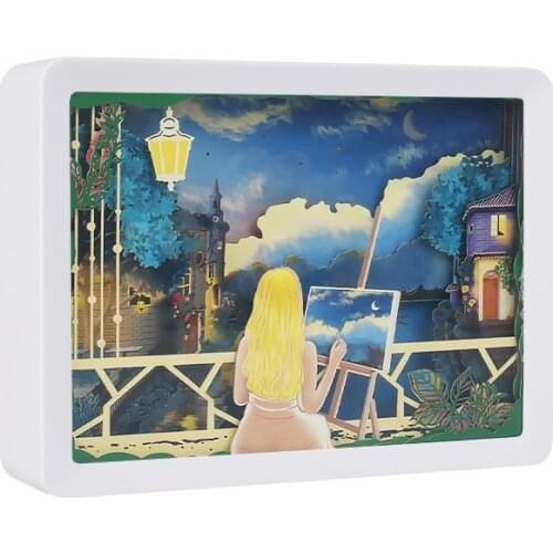 Led Night Lights Anime Oil Painting Girl Diy Paper Cut Light Box Novelty Personalized Gift Kawaii Room Decor School Teacher Gift