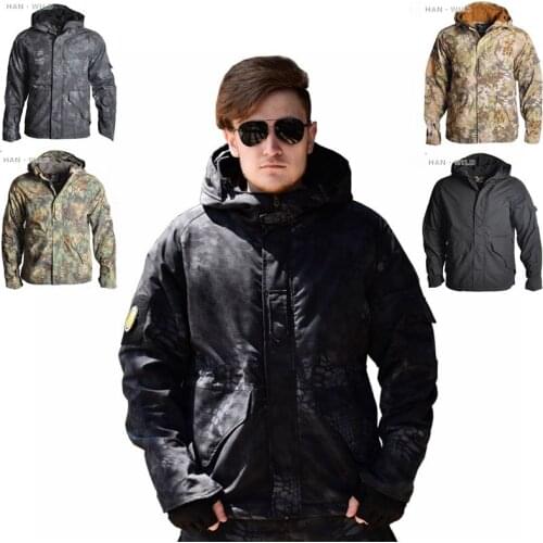 Military Gear Shark Skin Soft Shell Tactical Jacket Men Waterproof Fleece Coat Army Clothes Camouflage Windbreaker Jacket