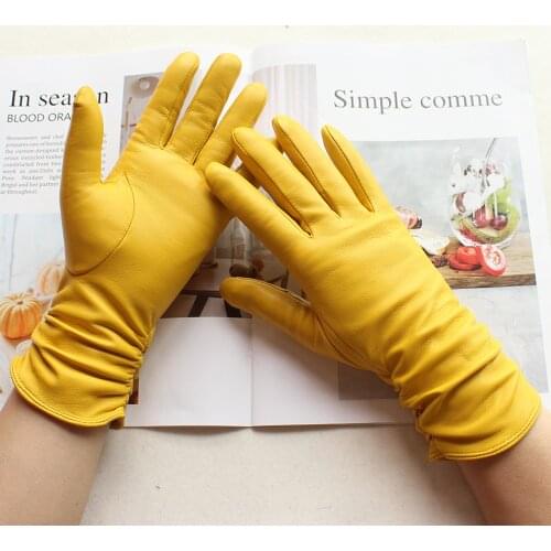 Bickmods Womens Leather Gloves Classic Elastic Style Velvet Lining Winter Keep Warm Outdoor Driving Fashion Gloves