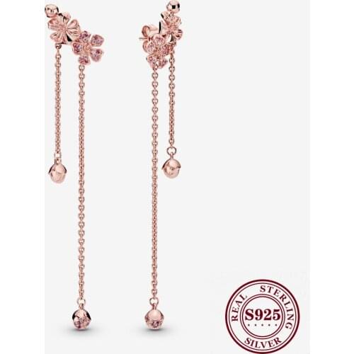 Bewill Original 925 Sterling Silver Peach Flower Series Stud Earrings Creative Rose Gold Earring Feminine Fashion Ear Studs