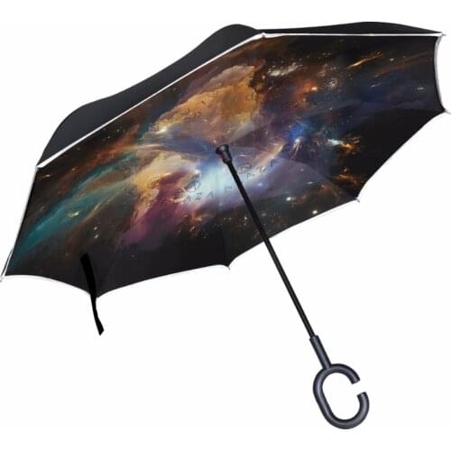 Popular Business type Double Layer Car Reverse Umbrellas Galaxy Space Women Men Windproof UV Protection Umbrella