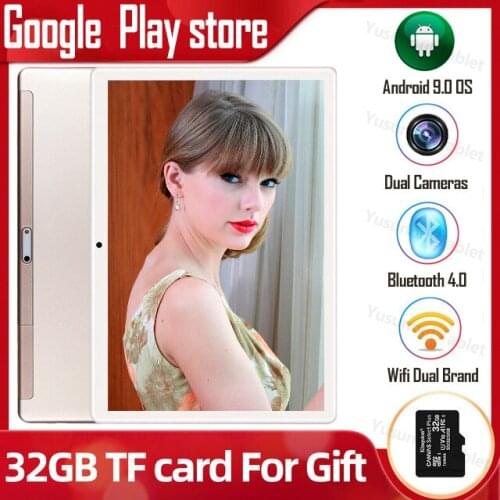 Google play Dual Sim phone call 10 inch tablet pc quad Core 2GB RAM 32GB ROM Dual cameras Android 9.0 OS 1280x800 IPS HD Screen