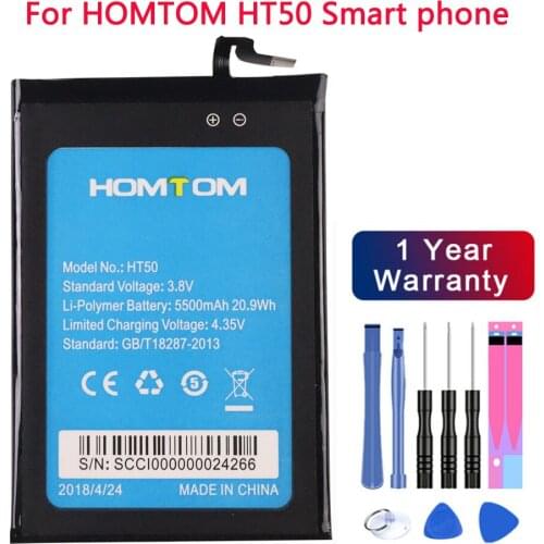 100% Original HOMTOM HT50 Battery Replacement 5.5inch 5500mAh Backup Batteries Replacement For HOMTOM HT50 Smart Phone