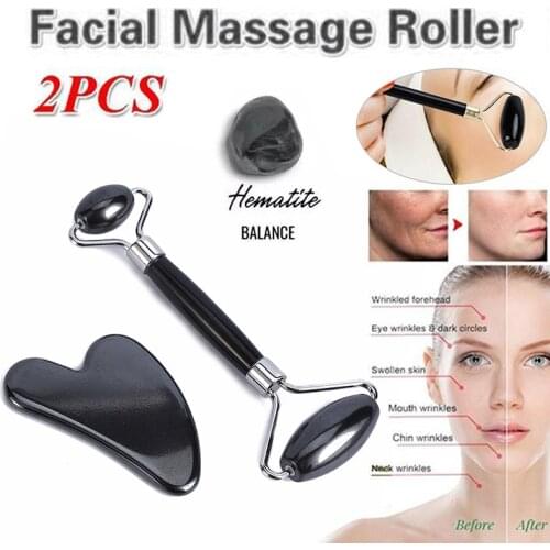 2pcs / 1pcs Magnetic Hematite Stone Double-Headed Roller Scraping Board Facial Massage Help Sliming For Body