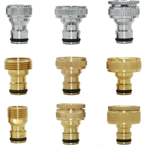 20 Pcs 1/2" 3/4" 1" Thread Brass Garden Tap Quick Connector Garden Watering Adapter Drip Irrigation Copper Connector Fittings