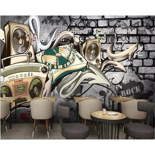 Beibehang papel de parede wallpaper 3d Retro street graffiti brick wallpaper 3d bar restaurant wallpaper papier peint mural 3d