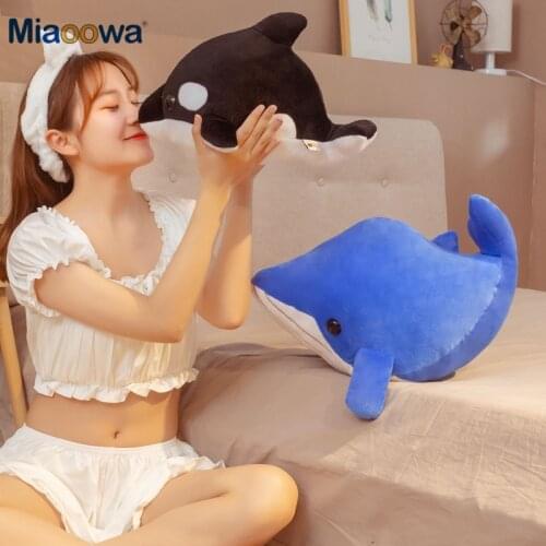 40/50cm Simulation Blue Whale Plush Toys Stuffed Orcinus Orca Fish Doll Cartoon Soft Sleep Pillow Kids Girls Baby Funny Present