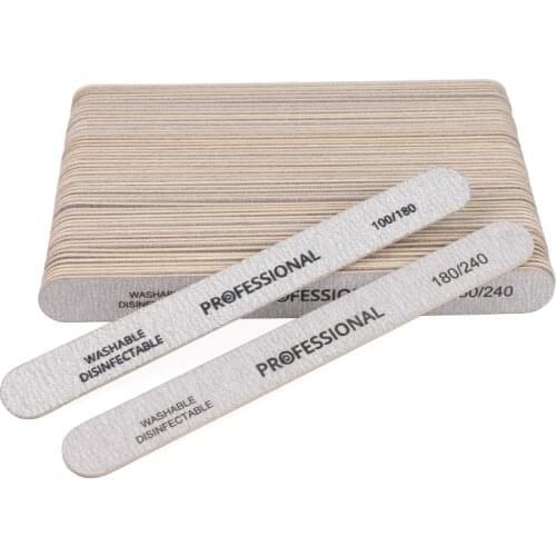 50pcs/lot Wood Nail File 100/180 Professional Wooden Files For Manicure 180/240 Straight Sanding Buffer Block Nail Salon Tools
