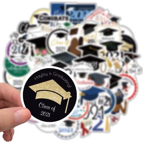 50Pcs/Set Graduation Commemorative Stickers Waterproof Sticker For Skateboard Laptop Bottle Luggage Phone Car Decal Kids Gifts