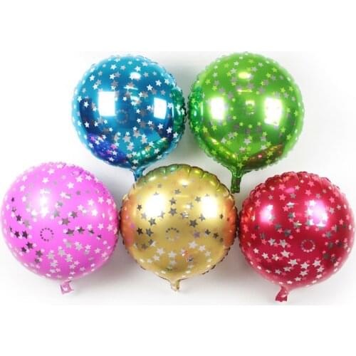6pcs 18inch Stars Pattern Round Foil Helium Balloons Wedding Birthday Party Decor Party Decoration Ballonnen Baby Shower Supply